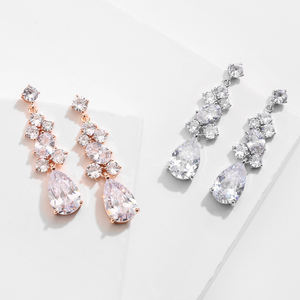 RAKOL EP5080 Wholesale Waterdrop Earrings 2025 Best Latest Design Cubic Zirconia Charm Stud Earrings <b>Jewellery</b> - Product Image 4