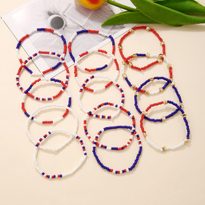 Fashion Beaded <b>Bracelets</b> <b>Red</b> White Blue Green Star Multi Layer Set Women Jewelry Polymer Clay - Product Image 3