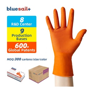 Gants en nitrile imperméables, nettoyage, peinture, jardinage, anti-huile, orange, jetables, gants en nitrile à adhérence diamantée pour la maison - Product Image 1