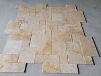 Fournisseur d'usine, travertin doré, motif français, travertin jaune, carrelage et mosaïque