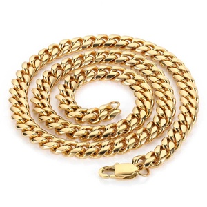 XF Atacado Joias Hip-Hop Aço Inoxidável 316L Banhado a Ouro 18K Corrente Cubana 4/5/6/7/8/9mm para Uso Diário Masculino - Product Image 1