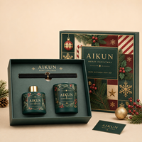 AIKUN - Juego de Cajas de Embalaje Navideñas de Lujo Personalizadas y Flexibles de Entrega Rápida, Difusor de Aromaterapia con Varillas de Ratán Natural de Larga Duración