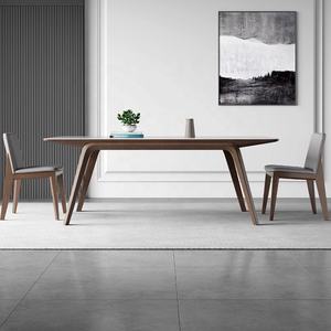 आधुनिक साधारण ऐश वुड सॉलिड वुड लेग डाइनिंग टेबल छोटी घरेलू आयताकार रॉक प्लेट डाइनिंग टेबल - Product Image 2