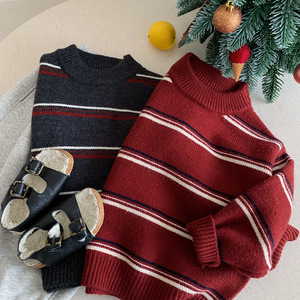 <span class=keywords><strong>Pull</strong></span> à col roulé rayé pour garçons, style coréen, décontracté, ample, élégant, tricot tendance, hiver 2026 - Product Image 4