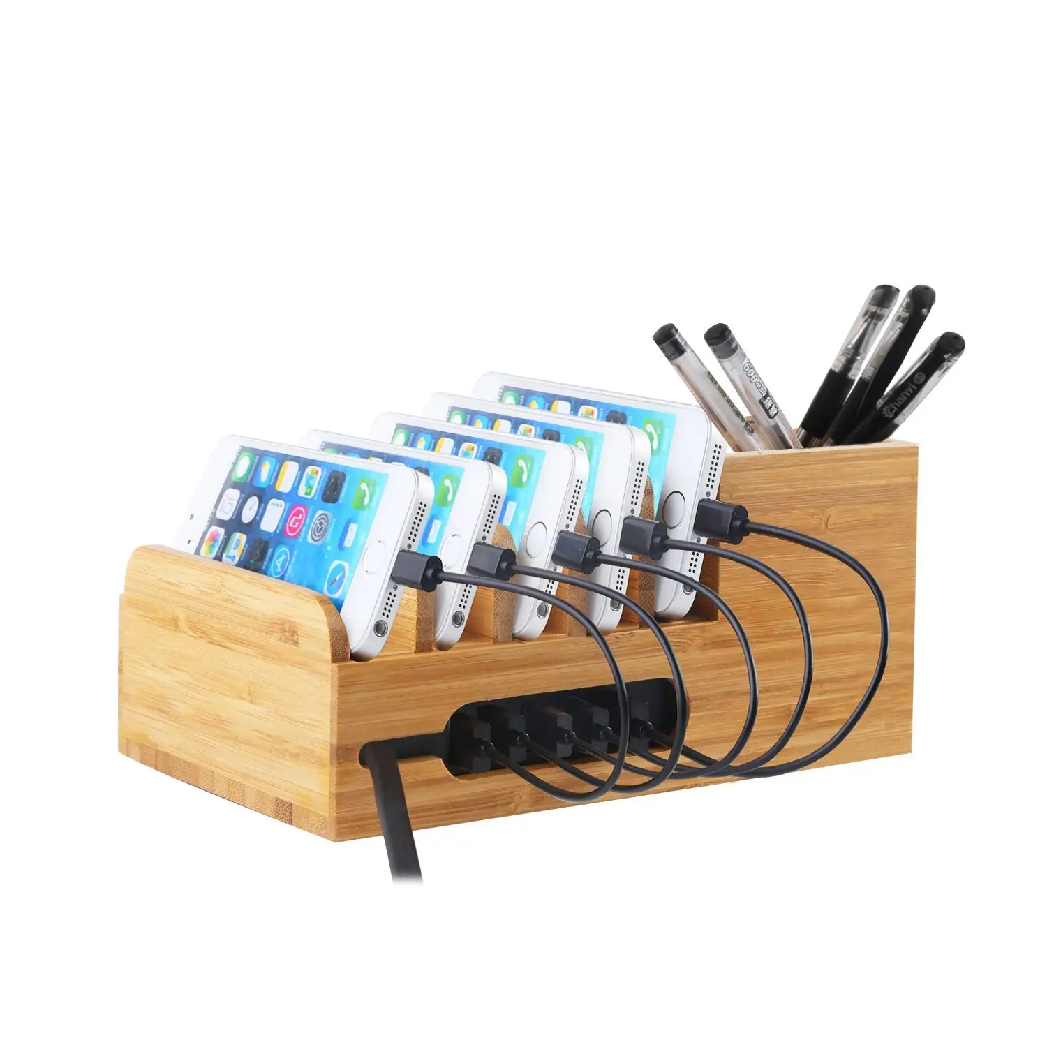 Зарядная станция с 6 портами, 40 Вт, USB-зарядное устройство, настольный органайзер и интеллектуальная IC-технология, быстрая зарядка для iPhone 7 / 6s / Plus iPad Sony