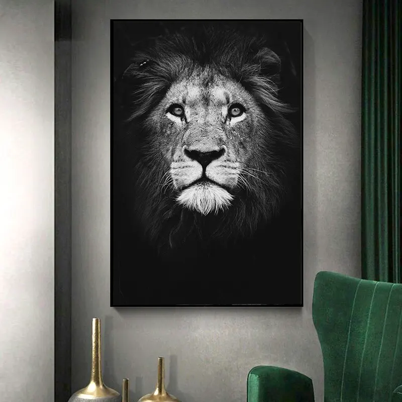 Zoo Art Modern Wall Paintings Living Room Decorative Framed Lion Decor Calligraphy And Prints Black White Canvas Painting