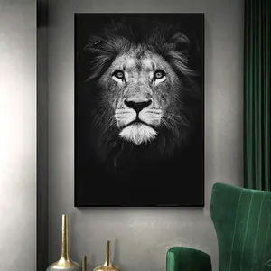 Zoo Kunst Moderne Wand Gemälde Wohnzimmer Dekorative Gerahmte Lion Decor Kalligraphie Und Drucke Schwarz Weiß Leinwand Malerei