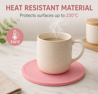 Sous-verre en silicone résistant à la chaleur, écologique, style bohème (jusqu'à 230°C) - Protection de table durable de 9 cm pour tasses à café chaudes et vapeur