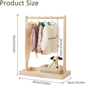 Barra da appendere in legno massello porta abiti per bambini da asilo nido guardaroba appendiabiti per camera del bambino del bambino - Product Image 2