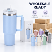 Gobelet isotherme en acier inoxydable à double paroi de 40 oz avec poignée et couvercle à paille pour le voyage, le bureau et l'extérieur – Vente en gros