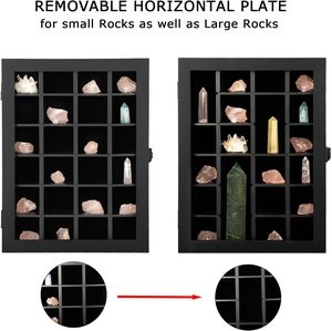 กล่องจัดเก็บคริสตัลแบบปรับแต่งได้ระดับพรีเมียม สีดำ พร้อมชั้นวางไม้แบบถอดได้ สำหรับแร่ธาตุและหิน - Product Image 4