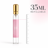 Flacon pulvérisateur de parfum portable vide 35 ml, atomiseur en verre fin avec capuchon argenté, vente en gros 24 pièces, boîte de présentation, logo personnalisé