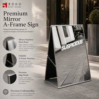 Panneau publicitaire en acier inoxydable miroir en forme de A pour la publicité extérieure, panneau de magasin et de salon avec panneau sandwich intérieur