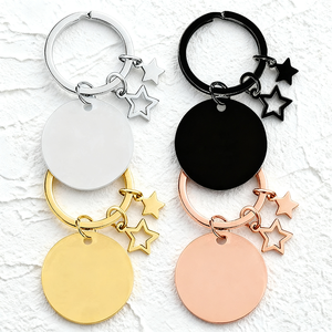 Porte-clés personnalisé gravé Ywyougang avec pendentif étoile <span class=keywords><strong>creuse</strong></span>, 4 couleurs, en acier inoxydable, pour cadeau - Product Image 1