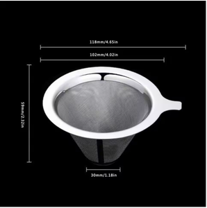 Filtre à café réutilisable en acier inoxydable 304, double couche, en forme de cône, paniers filtrants à café, passoire à mailles pour outils de préparation de café - Product Image 6