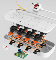 Multiprise de haute qualité avec protection contre les surtensions 13A, 8 prises AC + 4 QC + 2 ports USB en forme de C, idéale pour un usage résidentiel