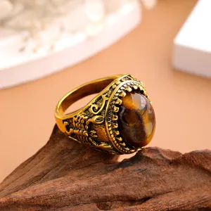 Perhiasan Bohemian India elegan gaya 18k pirus kasual tren cincin wanita