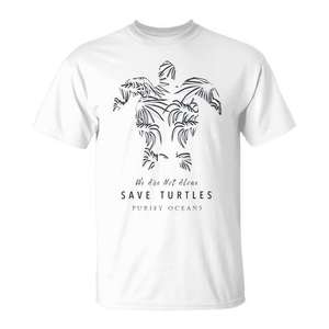 T-shirt Save Turtles Purify Oceans en coton pour hommes, col rond, manches courtes, tee-shirt promotionnel pour adultes - Product Image 1