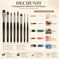 Precio de Fábrica, Pinceles de Pintura Profesionales de 8 Piezas con Mango de Madera y Logotipo Personalizado para Marca Privada, Suministros de Arte al por Mayor