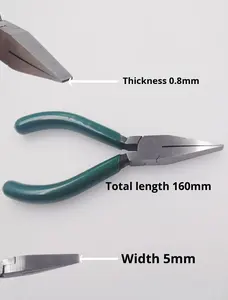 Tang Penjepit Pipih Tipis Baja Karbon Metrik 5 inci 6 inci, Alat DIY OEM untuk Perbaikan, Hijau, Aman ESD, Garansi 1 Tahun Gratis - Product Image 6