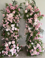 Arco de Flores Rosa PPS en Oferta, Arco de Flores Artificiales para Decoración de Fondo de Escenario de Bodas y Eventos