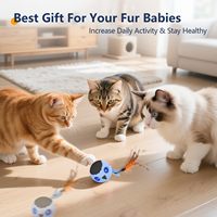 Jouet interactif pour chat avec détection multimode et attache plume, pour stimuler et soulager l'ennui des félins