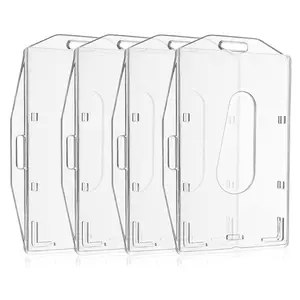 Yüksek kaliteli PC plastik şeffaf buzlu ABS yatay/dikey kimlik kartı tutucu ile özel boyut