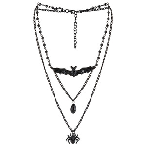 Collier pendentif chauve-souris et araignée <span class=keywords><strong>Luna</strong></span> style gothique punk, colliers superposés pour femmes, bijoux pour Halloween et fêtes - Product Image 2
