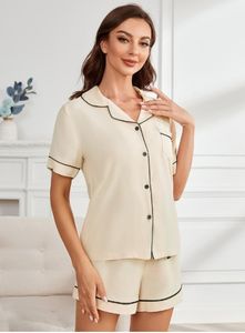 Completo completo completo completo da donna in pigiama estivo tinta unita Basic Shorts a maniche corte - Product Image 2