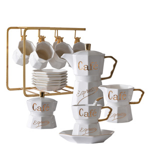 Tazze da caffè pomeridiano bianche in stile europeo set di tazze da tè in porcellana <span class=keywords><strong>con</strong></span> supporto dorato - Product Image 2
