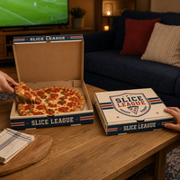 Caja de Pizza Corrugada con Logotipo Personalizado al por Mayor, Contenedor de Alimentos de Papel Reciclable para Servicios de Catering y Restaurantes