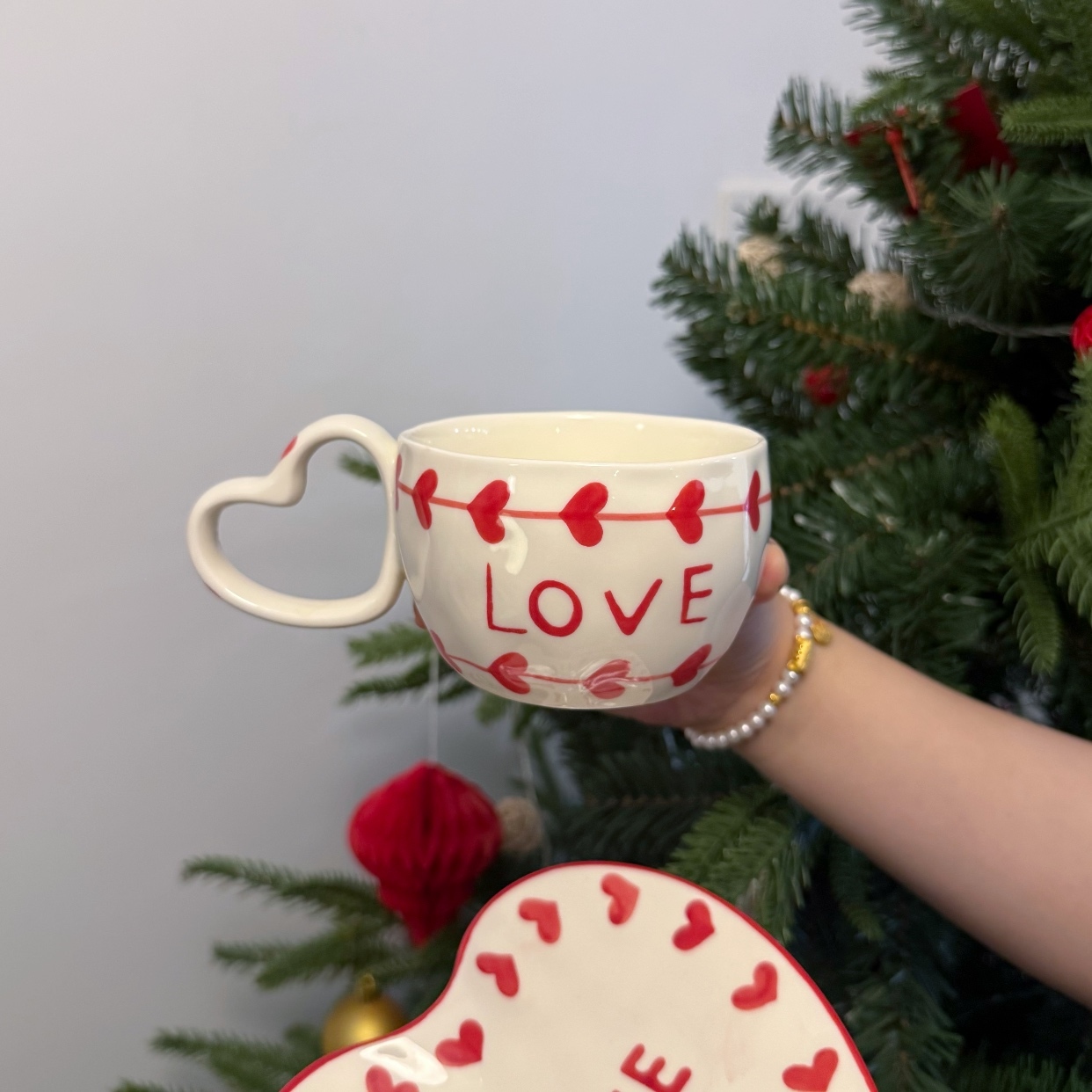 Beige-Tasse simple coeur LOVE