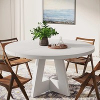 Luxueuse table ronde en bois 47" pour 4-6 pers. Un cadre chaleureux pour vos repas en famille.