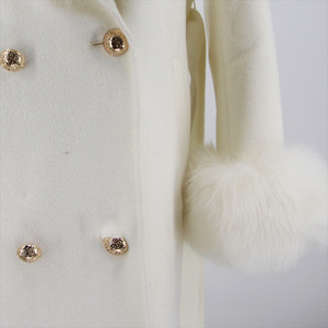 QIUCHEN- QC22018 2022 autunno inverno moda <span class=keywords><strong>donna</strong></span> di lusso <span class=keywords><strong>Trench</strong></span> lungo in Cashmere con cappotto di lana con collo in vera pelliccia di volpe - Product Image 4