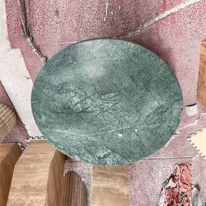 Mesa de Centro Redonda de Mármol Verde Oscuro de Diseño Moderno con <span class=keywords><strong>3</strong></span> Esferas y Patas de Pedestal - Product Image 2