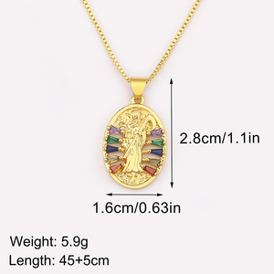 Jinyuan Colgante <span class=keywords><strong>de</strong></span> Bambú con Zirconia Colorida en Forma <span class=keywords><strong>de</strong></span> Corazón, Estilo Oro <span class=keywords><strong>Real</strong></span> <span class=keywords><strong>de</strong></span> 18K, Bañado en Cobre, Religioso, Dios <span class=keywords><strong>de</strong></span> la <span class=keywords><strong>Muerte</strong></span>, Virgen María - Product Image 2