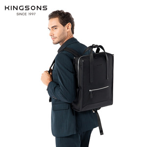 Kingsons Unisex Laptop <b>Backpack</b> 20-35L <b>Waterproof</b> Computer Interlayer For Travel Commuting Solid Color <b>Black</b> And Green - Product Image 2