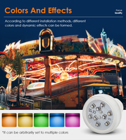 Éclairage de divertissement amusant, automatique, AC24V, 9 LED Cabochon RGB, points lumineux LED 2W, plastique, parcs d'attractions, IP65, culot E14