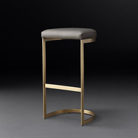 Chaise de salle à manger décontractée de style café moderne de luxe, chaise de bar tendance, tabouret de bar américain léger et luxueux à motif pied-de-poule