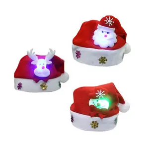 Christmas Decoration LED Flashing Knit Santa Claus Hat for Kids