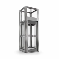 Ascenseur domestique pour villa à 2 étages, ascenseur résidentiel, cabine or champagne, ascenseur pour passagers avec éclairage LED au plafond