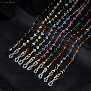 <span class=keywords><strong>Cadena</strong></span> de diamantes para <span class=keywords><strong>gafas</strong></span>, cuentas triangulares chapadas en oro, accesorios para <span class=keywords><strong>gafas</strong></span>, collar con cuentas de cristal - Product Image 1