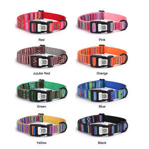 Collar de perro de nailon con etiqueta de identificación de código QR inteligente con patrón étnico sólido estilo bonito con características personalizadas - Product Image 4