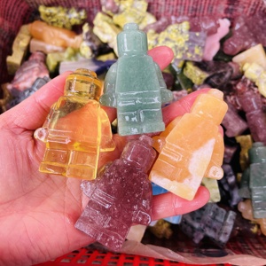 Robot <span class=keywords><strong>Lego</strong></span> en quartz sculpté à la main en pierres précieuses naturelles mélangées pour cadeaux et décoration - Vente en gros - Product Image 3