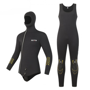 5mm Combinaison Noir À Capuche 2 Pièces Snorkeling Combinaison De <span class=keywords><strong>Plongée</strong></span> Néoprène Avant Zipper Chaud Maillot De Bain Chasse Chasse Sous-Marine Dérive Costume - Product Image 2