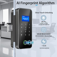 XSDTS A16 Funciona con la cerradura inteligente biométrica de huellas dactilares Tuya, compatible con contraseña virtual, cerradura para puerta de vidrio para uso comercial en oficinas.