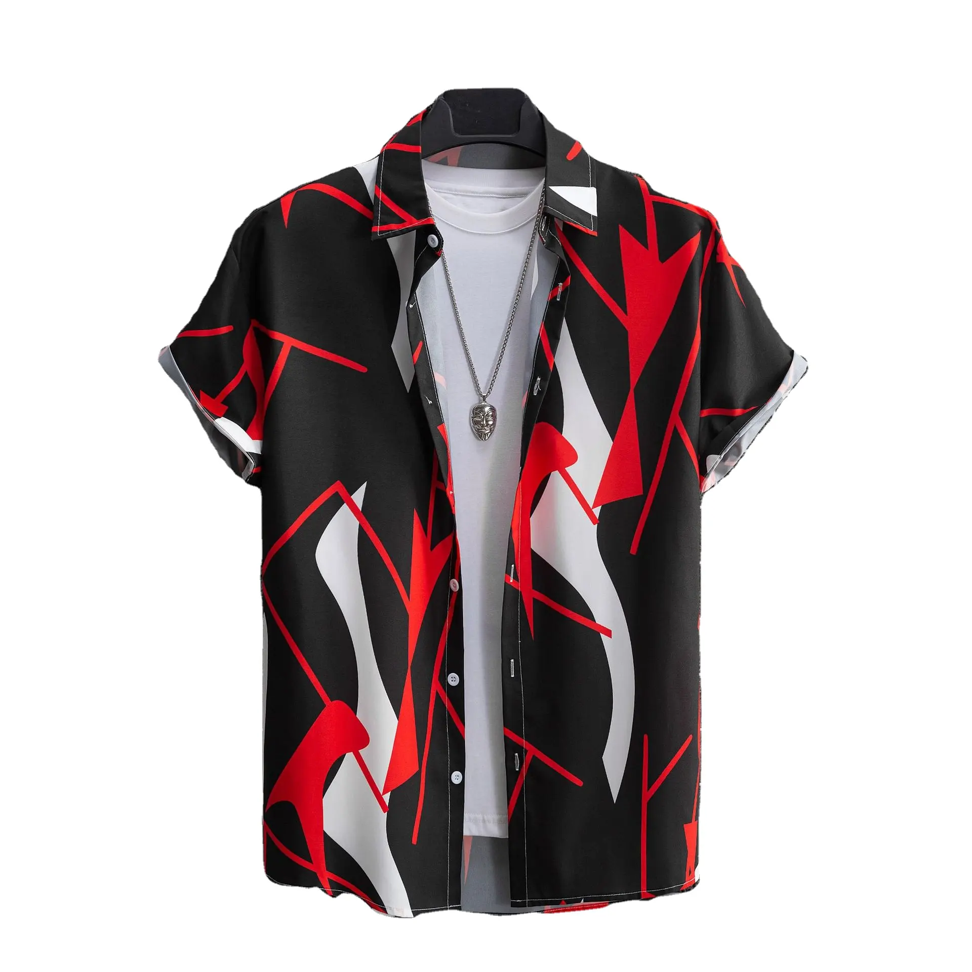Hot Sale Hawaiian Beach Shirts Männlich Mode Streetwear Beach Party Kurzarmhemd National Style Druck Bluse