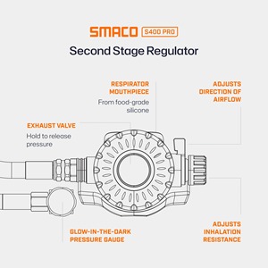 ถังดำน้ำขนาดเล็ก SMACO S400Plus ความจุ 1 ลิตร 200 บาร์ แบบพกพา พร้อมเกจวัดแรงดันแบบขยาย สำหรับดำน้ำตื้น - Product Image 3