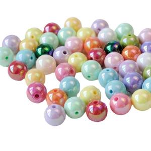 Perles rondes en acrylique plaquées de couleur UV de 12 à 16 mm, perles colorées, perles en vrac, bracelet DIY, accessoires de bijoux faits à la main - Product Image 1