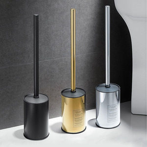 Gold Black <strong>Chrome</strong> <strong>Toilet</strong> <strong>Brush</strong> and With Holder Set Floor Standing Stainless Steel for Bathroom Household Deep Cleaning - Product Image 1